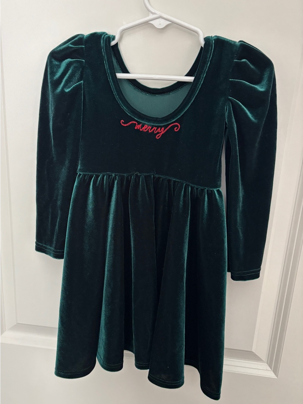 Worthy Threads 'Merry' Holiday Dress - Dark Green velvet. 3Y